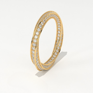 Anillo de Eternidad Aarinya con Diamantes Pavé en Forma de Mobius, Chapado en Oro Amarillo, Blanco y Rosa de 9K, Diseño de Gancho, Anillo de Lujo para Mujer, para Bodas y Fiestas - Product Image 1