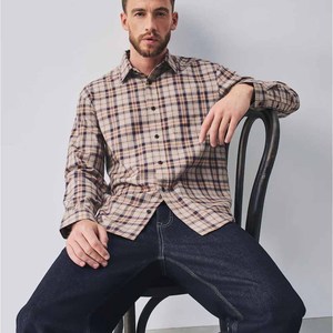 Chemise en flanelle à carreaux à manches longues pour homme, coupe classique, tissée, décontractée, col rabattu, manches longues, boutonnée, 100% coton - Product Image 4