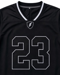 Maillot de football noir pour homme, manches courtes, col en V, numéro 23, design sportif, respirant, polyester, coupe classique - Product Image 4