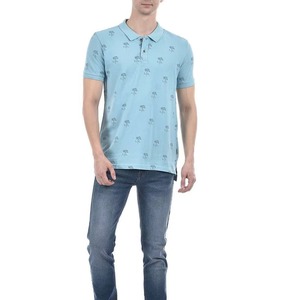 T-shirt de golf pour homme de qualité supérieure, imprimé sur le devant, bleu clair uni, en coton, à manches courtes, décontracté, respirant, séchage rapide, pour l'été - Product Image 3
