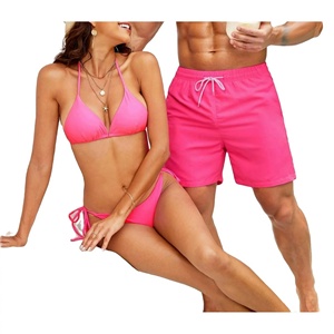 Shorts de bain pour hommes personnalisés à séchage rapide, taille mi-haute avec cordon de serrage, décontractés, 100 % polyester, pour l'été et la plage - Product Image 4