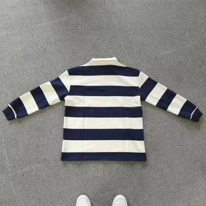 เสื้อโปโลถักแขนยาวผู้ชาย ลายทางสไตล์รักบี้ ผ้าฝ้าย 80% โพลีเอสเตอร์ 20% มีสินค้าในสต็อก เสื้อโปโลลำลองติดกระดุม - Product Image 2