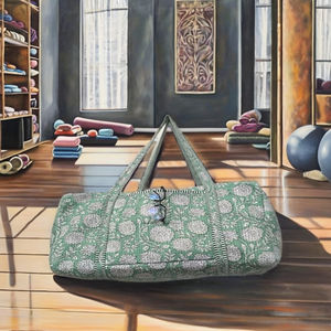 Sac fourre-tout matelassé en coton à motif géométrique, lavable, écologique, de luxe, durable, tendance, pour le yoga, le shopping et la plage - Product Image 2
