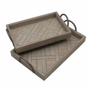 New Arrival Modern Chevron Pattern Serving <b>Tray</b> Elegant Wooden <b>Tray</b> for Home Decor with Handles Stylish <b>Kitchen</b> <b>Tray</b> for Serving - Product Image 3
