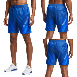 Pantalones Cortos Deportivos Premium para Hombre, Color Azul Rey, con Estampado de Rayos, Ligeros, para Entrenamiento, con Diseño Gráfico Moderno en Degradado - Product Image 3