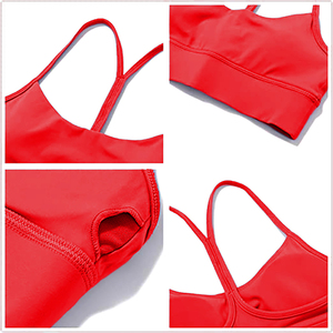 Premium Women's Red High Support Breathable Lace Sports Bra with Seamless Back Straps for Gym Fitness Workout Breathable - Product Image 2