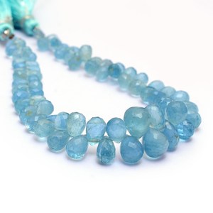 Cuentas facetadas en forma de lágrima de aguamarina natural lechosa de 3x5mm-5x8mm, piedras semipreciosas para joyería. - Product Image 2