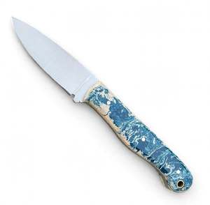Couteau utilitaire extérieur en acier forgé artisanal de qualité supérieure avec manche en résine bleue tourbillonnante - Product Image 4