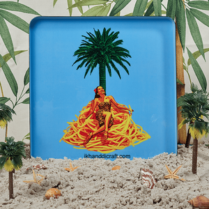 Bandeja de Metal Esmaltada Cuadrada Azul de Primera Calidad Personalizada para Regalos de Bar Mitzvah y Navidad - Multifuncional, Resistente al Calor, Moderna - Product Image 3