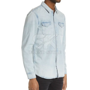 Diseña Tu Propio Logotipo, Camisa de Mezclilla de Manga Larga para Hombre, Diseño OEM, Camisas de Mezclilla Personalizadas para Hombre - Product Image 4