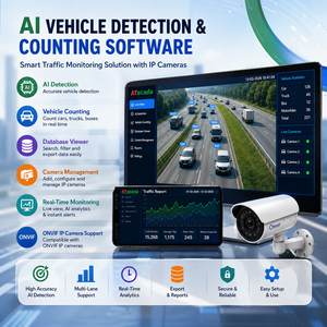 ซอฟต์แวร์นับจำนวนยานพาหนะด้วย AI |   โซลูชันการตรวจสอบการจราจรด้วยกล้อง IP ONVIF |   รับผลิตแบบ OEM - Product Image 1