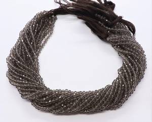AAA Natural Smokey Quartz Micro Faceted Round Ball <b>Beads</b> 3 MM Quartz Gemstone <b>Beads</b> 13 Inch Faceted Smokey Quartz Round <b>Beads</b> - Product Image 1