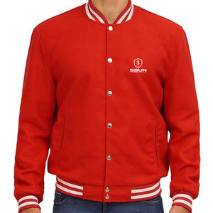 Men Varsity Jacket Premium Regular Fit <b>Covered</b> <b>Button</b> Closure Stand Waterproof Windproof Custom Embroidery OEM ODM Service - Product Image 1