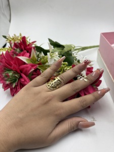 Red Onyx Tree Of Life Stone <b>Ring</b> Brass <b>Gold</b> Plated Red Gemstone Oval Gemstone <b>Ring</b> Hollow Bulk Statement Jewelry - Product Image 5