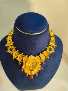 22k Gold Antique Temple <b>Jewelry</b> Lakshmi Pendant Necklace Bridal Traditional Indian Wedding Available in GOLD/SILVER/BRASS - Product Image 2