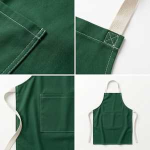 Delantal de Algodón Verde con Bolsillo Frontal para Cocina, Restaurante, Bar, Uso Unisex, Tela Tejida, Uniforme para Camareros - Product Image 5