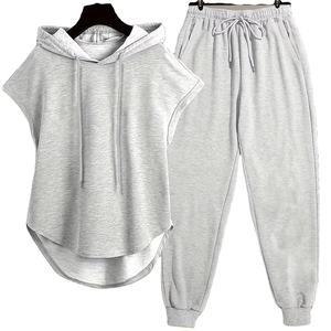 ชุดเซ็ตสองชิ้น สีพื้น คอปกโปโล แขนกุด กางเกงขายาวลำลอง เสื้อสเวตเชิ้ตทรงหลวม ผ้าฝ้ายฟลีซ 100% สำหรับฤดูหนาว - Product Image 1