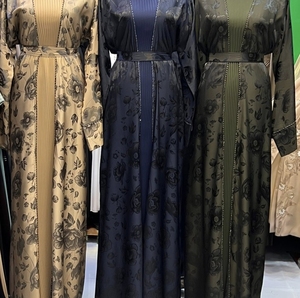 Summer Selling Abaya Modest Dubai Beaded Sequined <b>Long</b> Sleeve Abaya Muslim Traditional Handmade Wedding Women Breathable V Neck - Product Image 6