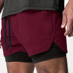 2-in-1 Double <b>Layer</b> Shorts With Inner Pocket, Men's Quick Dry Sports Shorts For Summer Gym Workout Training - Product Image 5