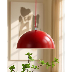 Nouvelle Arrivée Vintage : Suspension Moderne en Métal Rouge en Forme de Dôme, Design Rond pour Décoration Intérieure de Salon - Product Image 2
