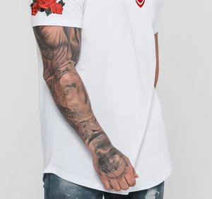 T-shirt blanc à manches courtes pour homme, col rond, coupe classique, décontracté, tricoté en polyester/coton, écologique, 220 grammes, haut de gamme - Product Image 5