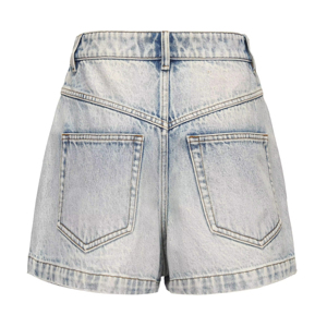Shorts en jean déchirés perlés pour femme, qualité supérieure, en denim stretch délavé, fabriqués au Pakistan - Product Image 3