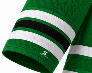 SINEWY SPORTS Men's Custom Ice Hockey Jersey Green White Black Striped Sublimated V-Neck Full Sleeve Moisture Wicking Apparel - Product Image 6