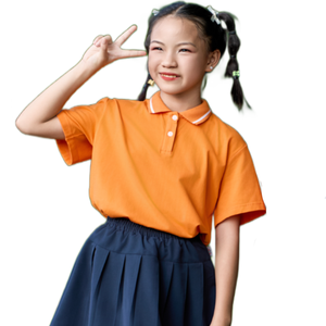 เสื้อโปโลเด็กผู้ชาย FMF พร้อมส่ง รุ่นนักเรียนประถม สีส้ม – ผ้าถักโพลีเอสเตอร์ผสมสแปนเด็กซ์ 50D ระบายอากาศได้ดี - Product Image 1