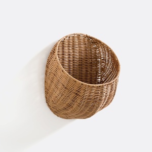 <b>Round</b> <b>wicker</b> wall mounted <b>basket</b> hand-made rattan hanging <b>baskets</b> kitchen bedroom organization - Product Image 5