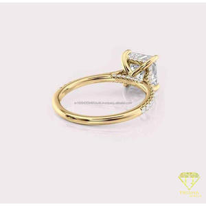 Elegant 925 <b>Sterling</b> <b>Silver</b> Moissanite Diamond Princess Cut <b>Ring</b> With Full Sparkling Side <b>Band</b> For Bridal Jewelry Retailers - Product Image 5