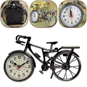 European Vintage Bicycle Design <b>Retro</b> Desk Table <b>Clock</b> Metal Quartz Silent Needle Movement Home Decor <b>Clocks</b> - Product Image 4