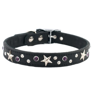 ปลอกคอสุนัขหนังแท้100% ส่วนบุคคลพร้อมกระดุมคริสตัลและดาว Conchos ทำงานซัพพลายเออร์และผู้ผลิตทุกขนาด - Product Image 3