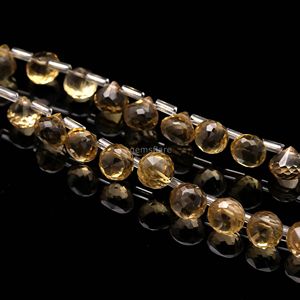 Perles de quartz citron naturel facettées en forme d'oignon 7-9MM, perles de pierre précieuse de quartz citron facettées en forme de goutte pour la fabrication de bijoux, vente en gros en vrac - Product Image 6