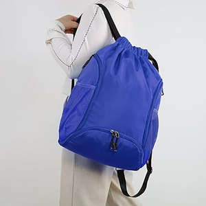 SHAGHAF SPORTS WEAR Custom Blue Microfiber <b>Drawstring</b> Backpack for Men Women | <b>Waterproof</b> Sports Gym <b>Bag</b> | Lightweight Travel - Product Image 6