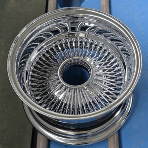 Nueva Llanta de Alambre de Acero Cromado de 13 Pulgadas, Tipo Reverso de <span class=keywords><strong>100</strong></span> Radios, Recta, 13X7j, Incluye Tapas y Adaptadores - Product Image 4