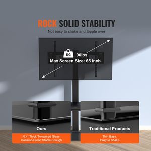 Supporto TV Girevole Moderno per Televisori da 32-65 Pollici, Altezza Regolabile, Base in Vetro Temperato - Product Image 2