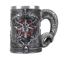 Tasse à boire en acier inoxydable pur à double paroi en résine gothique Casque de bière Tasses Knight King Tankard Dragon Wolf Cup pour la maison et l'hôtel
