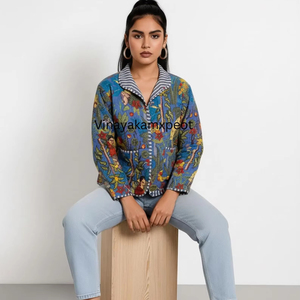 2026 Hot Selling Unique Bohemian Embroidery Cotton Jacket Reversible <b>Quilted</b> Eco-Friendly Soft Breathable Outerwear for Women - Product Image 1