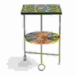 Luxury Green Bone Inlay <b>Stool</b> <b>Table</b> – Artisan Handmade Statement Furniture Ottomans - Product Image 1