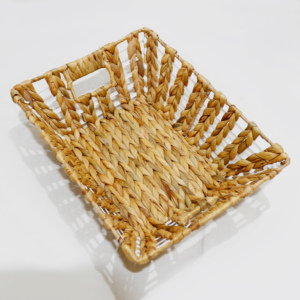 Classic Water Hyacinth Storage <b>Tray</b> with Iron Frame and Built-in Handles for <b>Kitchen</b> Living Room & Bathroom Organization - Product Image 5