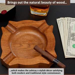 Wooden American Style Customized Shape Desktop <b>Ashtray</b> for Home Office Outdoor Patio Gift Men Smoking Accessories - Product Image 6