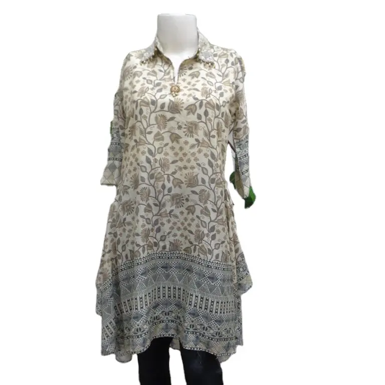 Kurti stampato etnico indiano di seta di cotone: tuniche di moda femminile | Abbigliamento tradizionale da donna indiano etnico Kurti: tuniche stampate