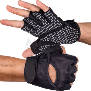 Venta al por mayor medio dedo guantes de fitness para hombres mujeres transpirable antideslizante guantes de entrenamiento de gimnasia hecho de cuero de goma para - Product Image 1