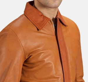 Chaqueta de Cuero Genuino para Hombre, Estilo Clásico de Motero con Cierre de Cremallera para Uso Casual y al Aire Libre - Product Image 5
