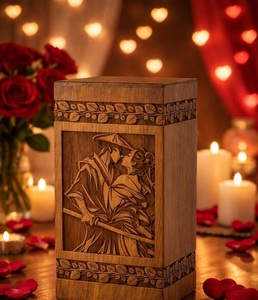 Engraved Rosewood Couple Urn <b>for</b> <b>Ashes</b> Handmade Eco-Friendly Durable Memorial Keepsake <b>Box</b> Love Tribute Urn <b>for</b> Pet Cremation - Product Image 5
