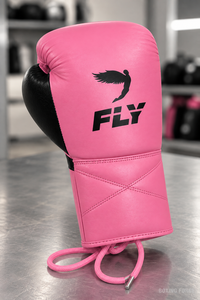 Fly <b>Pink</b> cow hide Leather Boxing Gloves <b>Laced</b> Unisex Training Gear for Adults and best for boxing gym and training section - Product Image 4