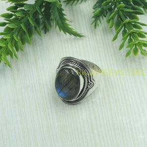 Natural Labradorite Gemstone <b>Ring</b> 925 Sterling Silver Handmade <b>Statement</b> <b>Ring</b> Vintage Boho Jewelry Gift For Women Christmas Gift - Product Image 3