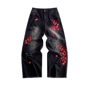Custom Raw Edge Patchwork Jeans <b>Men</b> Women Baggy Wide Leg Denim Pants Raw Seam Vintage Y2K Washed Streetwear <b>Trousers</b> - Product Image 5