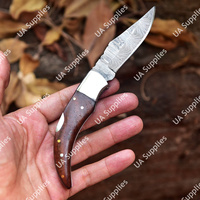 Couteau pliant utilitaire professionnel en acier Damas fait main, pour la chasse en extérieur, la survie, le bricolage, OEM/OBM, avec système de verrouillage arrière et manche en bois Pakka