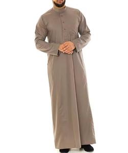High Quality Casual <b>Men</b> Jubba <b>Thobe</b> Set Floor Length Long Sleeve V Neck Loose Fit Polyester Breathable Embroidery Muslim Arabian - Product Image 4